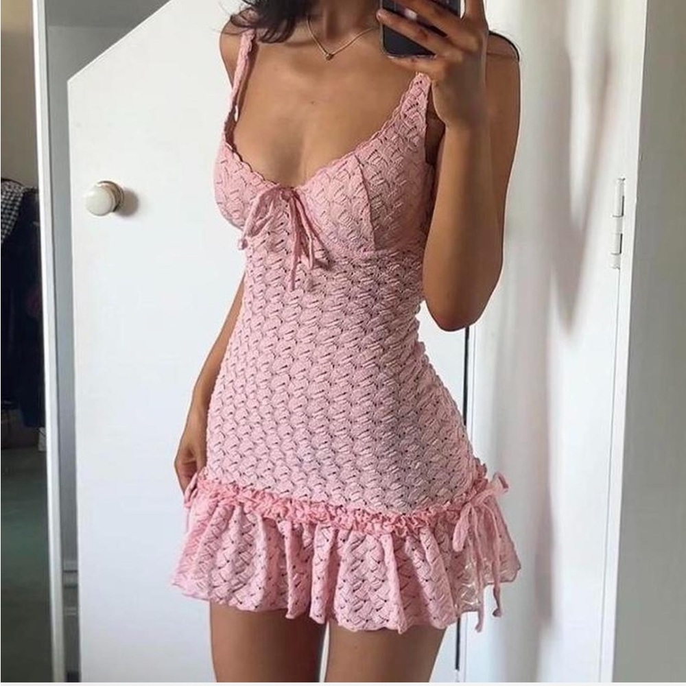 MESHKI | Marietta Cupped Lace Mini Dress - Fairy Floss Pink
